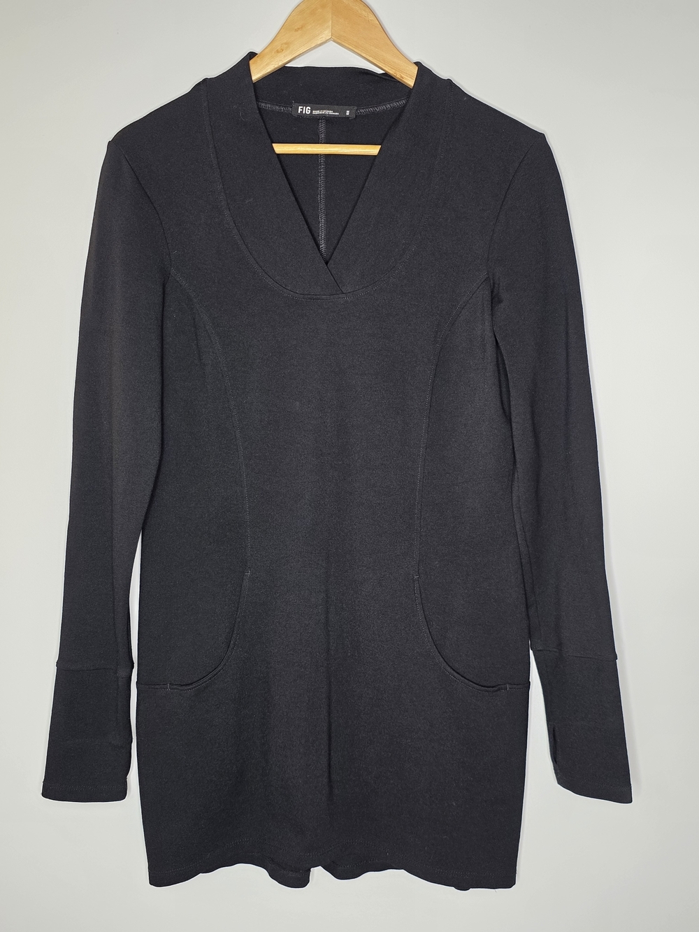 FIG Clothing Zuc tunic dress Long sleeve Athleisure stretchy Ponte Knit Size Med